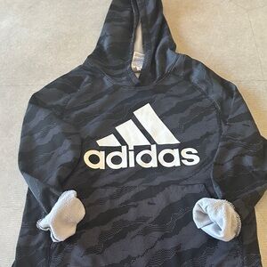 Adidas Kids Hoodie with Black and Gray Camo Design